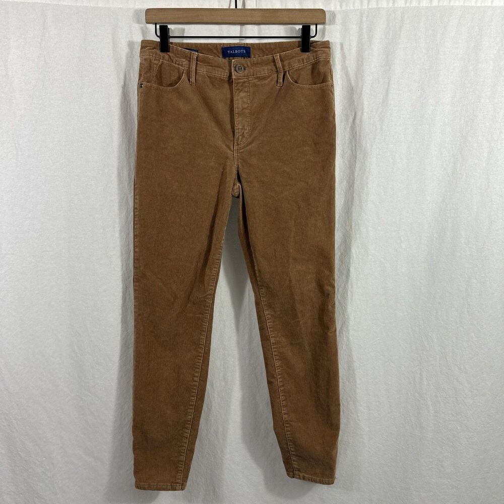 Talbots High Waist Jegging Ankle Tan Corduoy Pants Women’s Sz 6P Fall Academia